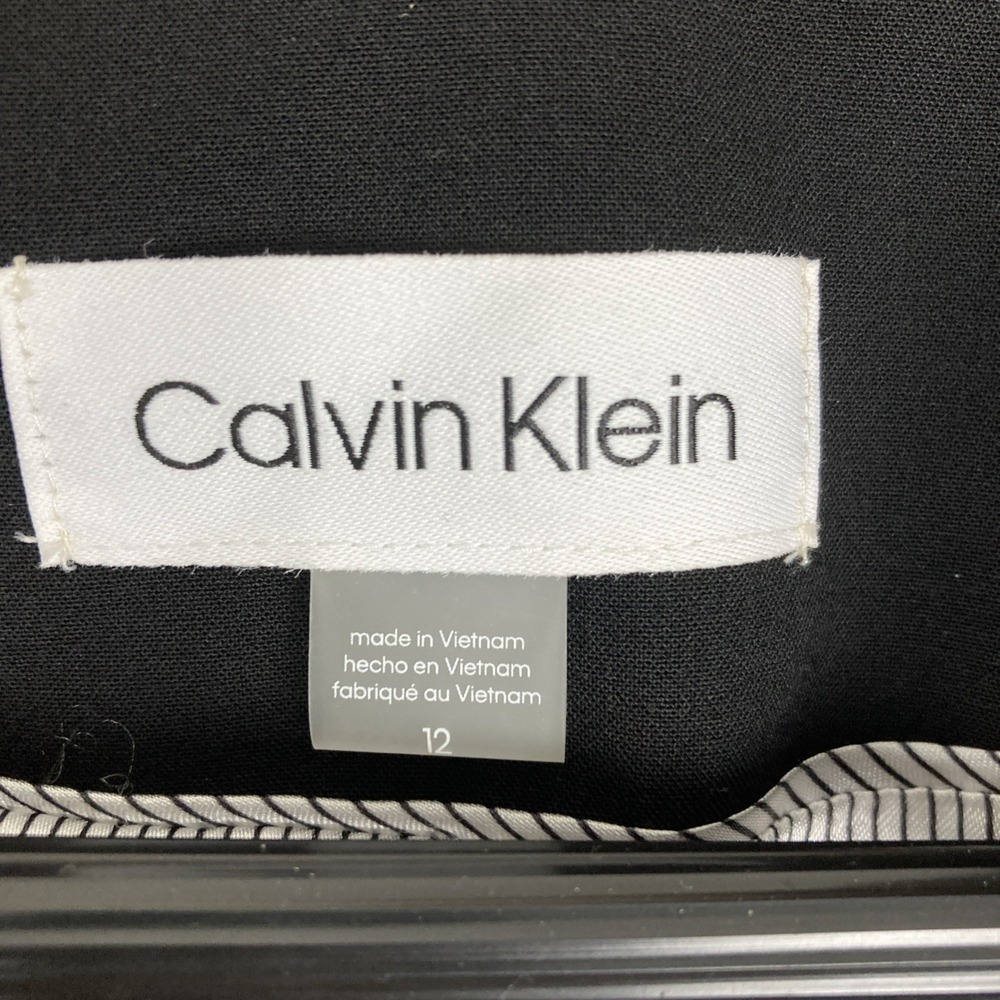 Calvin Klein Women's Blazer Open Front Roll Sleeve Collarless Size 12 Black - Picture 10 of 11